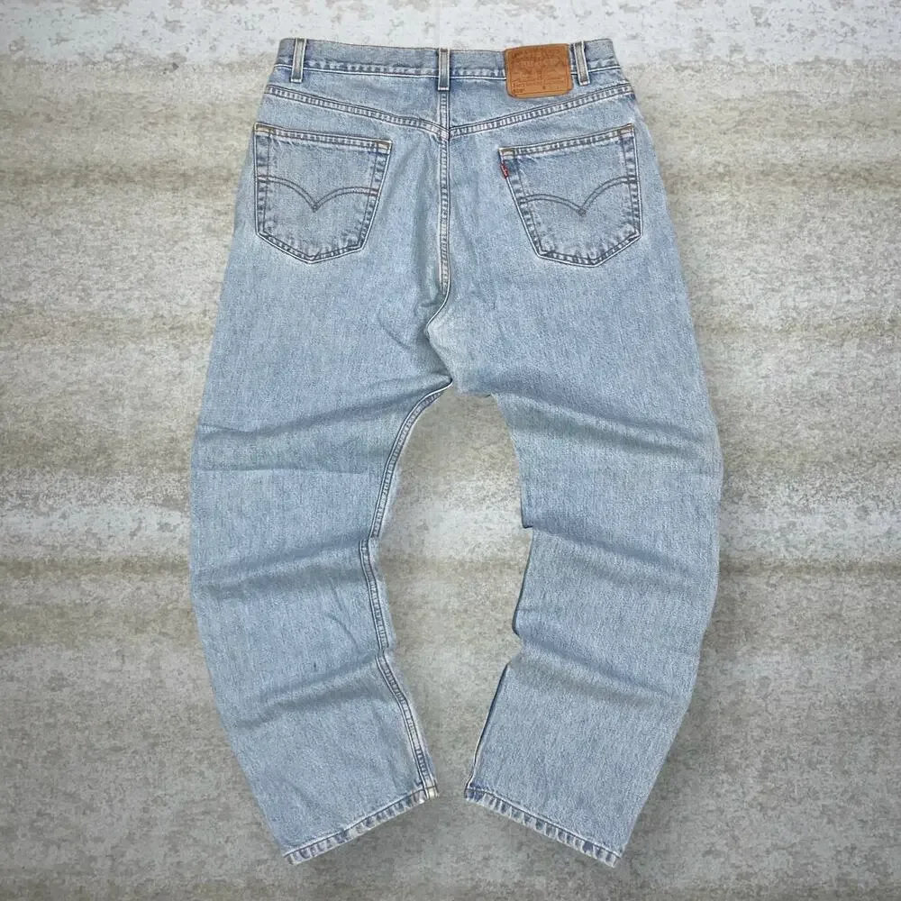 Vintage 90s Levis Jeans 505 36x30 Regular Straight Leg Fit Light Wash Cotton